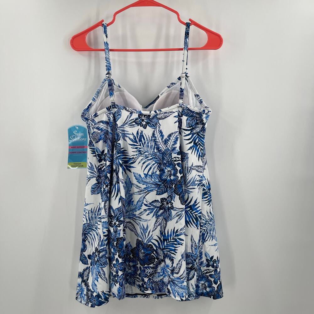 SWIM SOLUTIONS Swimsuit Dress Size 18 Swimdress NWT Blue Empire Floral One Piece - Picture 4 of 16